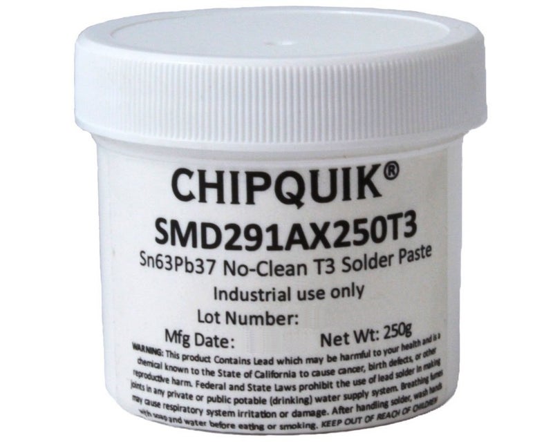 Chip Quik SMD291AX250T3 Solder Paste in jar 250g (T3) Sn63/Pb37 no clean - Image 1